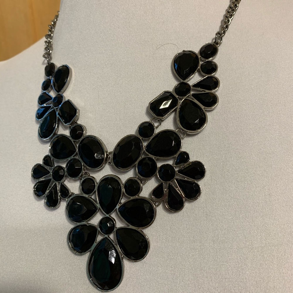 Black Jeweled Statement Necklace